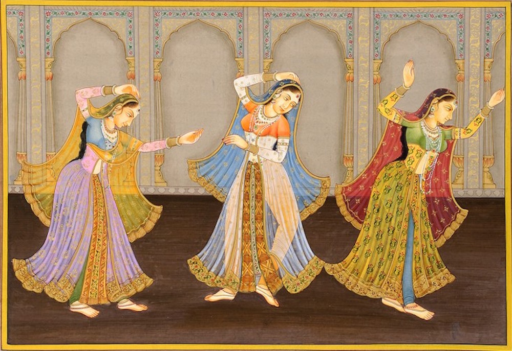 Moghul painting depicting the 'mujra' (dance) being performed