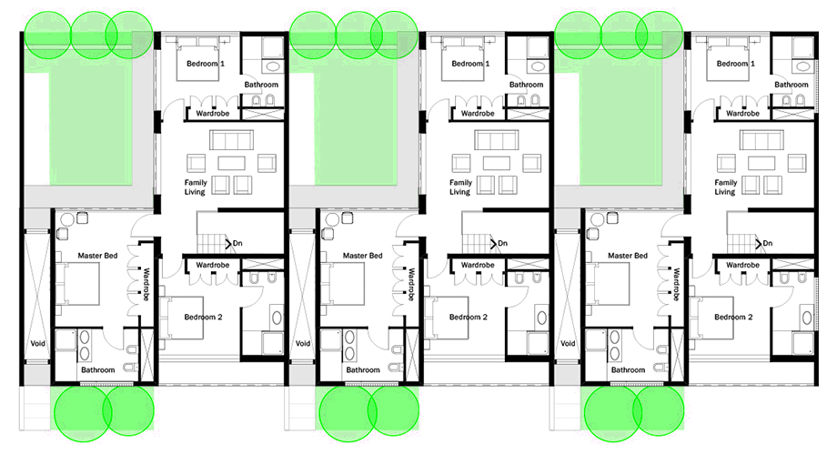 First Floor Plan (part) of the Al Barsha Villas complex designed by RTAE, Dubai